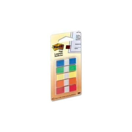 3M Post-it Flags, 1/2" Wide, Assorted Primary, 20 Flags/Color, 100 Flags/Dispenser 6835CF